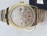 Replica Rolex Day Date II Watch: Gold Diamond Dial / Diamond Bezel 41mm